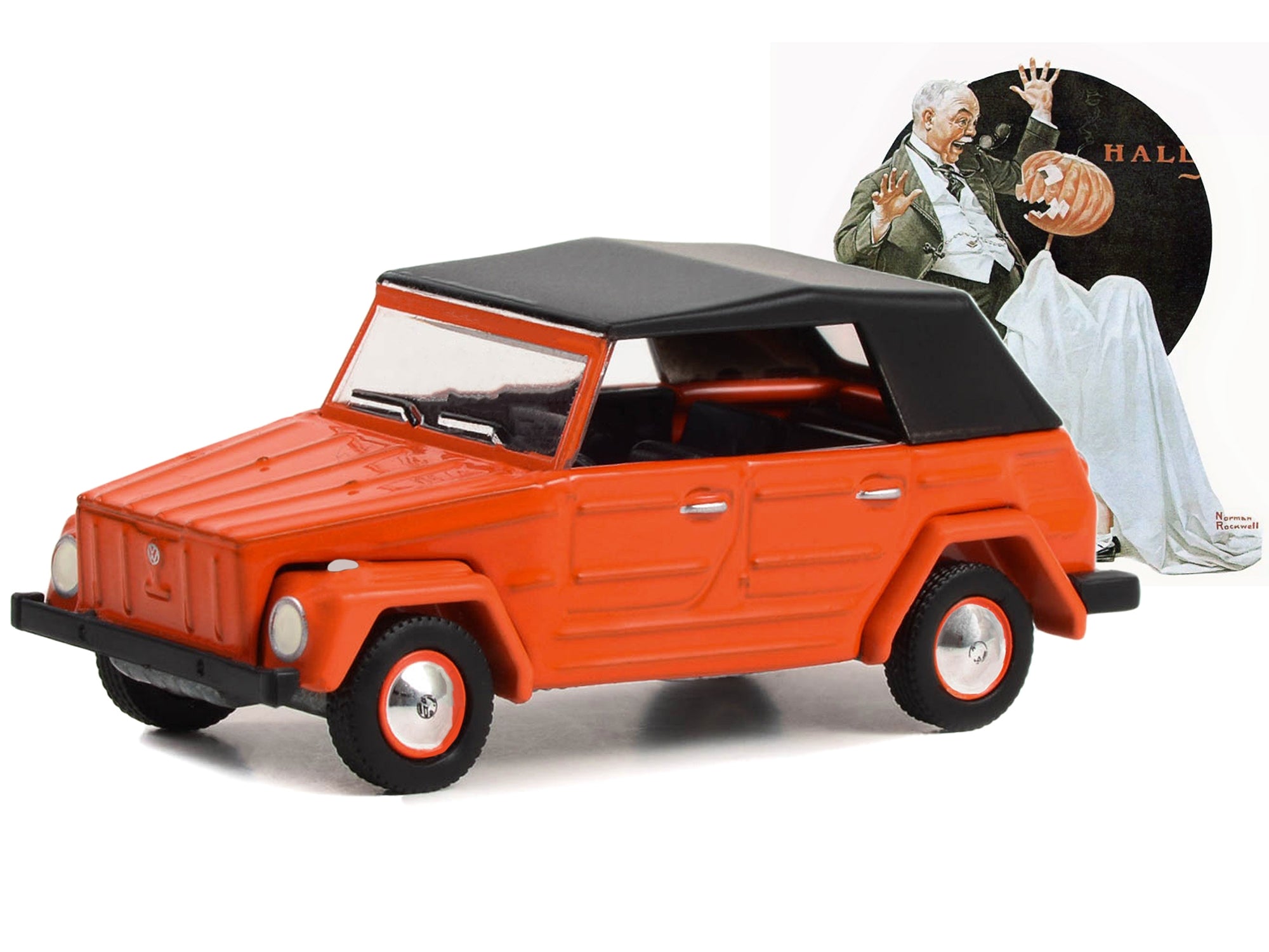 1971 Volkswagen Thing (Type 181) Orange with Black Top "Trick or Treat" "Norman Rockwell" Series 5 1/64 Diecast Model Car by Greenlight - Minihomy