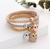 3 Pieces Set Crystal Bead Bracelet for Women Decorated with Crystal Owl Charm