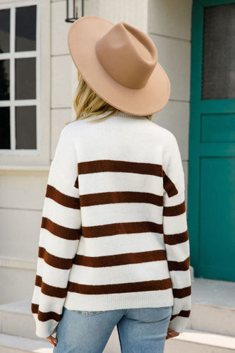 Striped Dropped Shoulder Tunic Sweater