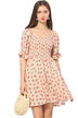 Floral Flounce Sleeve Square Neck Dress - Minihomy