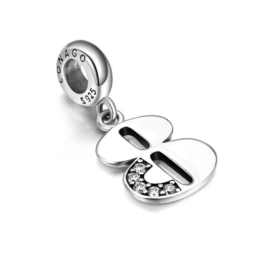 925 Sterling Silver Lucky Number 1-9 Charms Bracelet Number Pendant