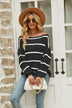 Striped Rib-Knit Off-Shoulder Sweater - Minihomy