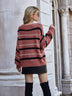 Striped Round Neck Lantern Sleeve Sweater