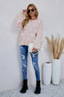 Heart Print Fuzzy Crewneck Long Sleeve Sweater