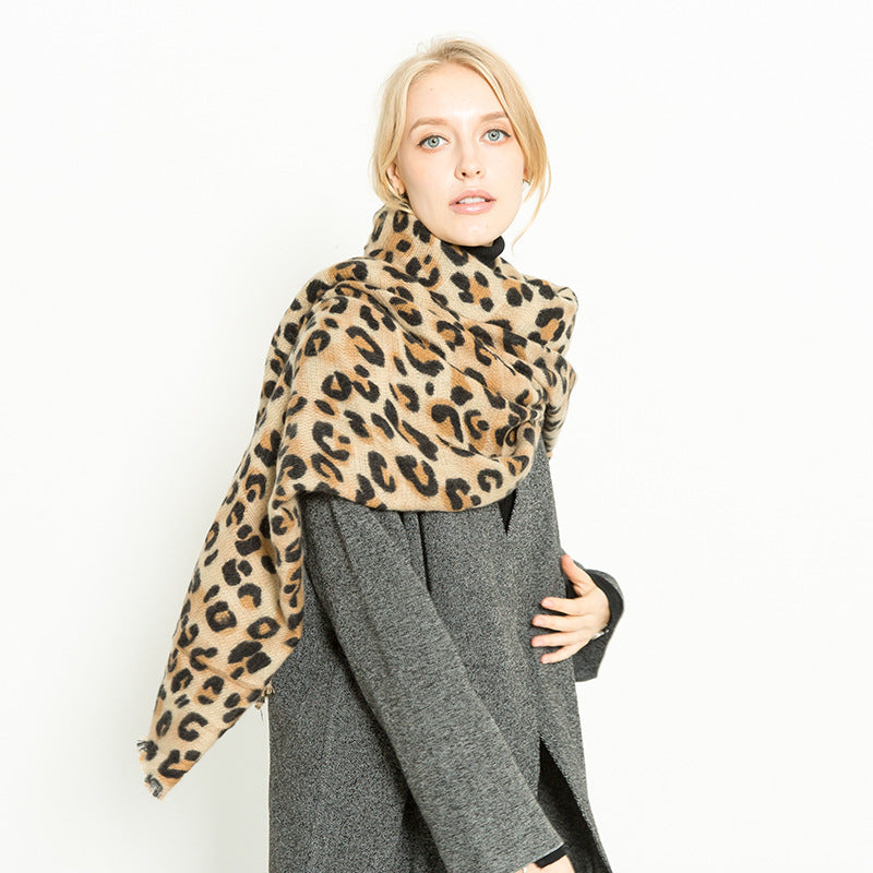 Leopard-Print Cashmere Women's Scarf Shawl: Unleash Your Wild Elegance