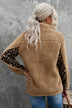 Animal Print Quarter-Zip Sherpa Sweatshirt - Minihomy