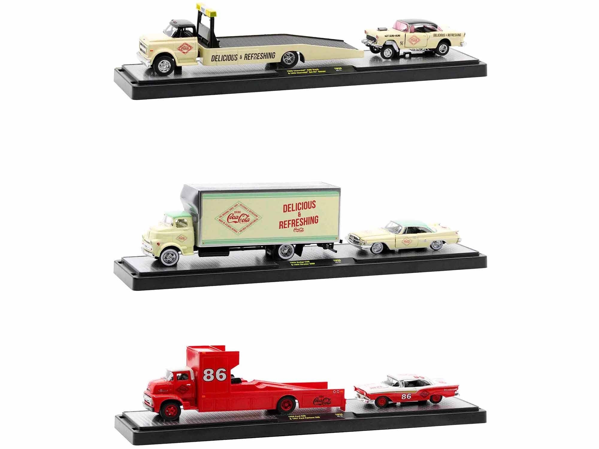 Auto Haulers "Coca-Cola" Set of 3 pieces Release 20 Limited Edition to 8400 pieces Worldwide 1/64 Diecast Models by M2 Machines - Minihomy