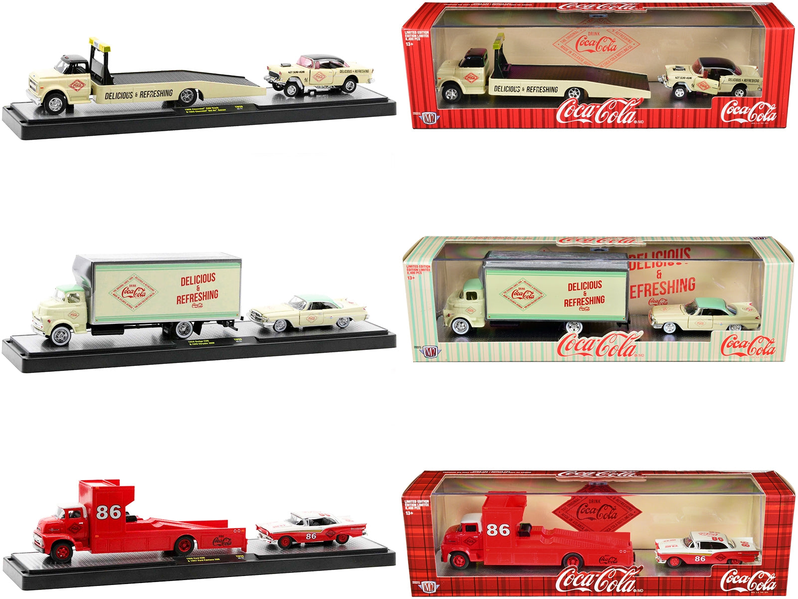 Auto Haulers "Coca-Cola" Set of 3 pieces Release 20 Limited Edition to 8400 pieces Worldwide 1/64 Diecast Models by M2 Machines - Minihomy