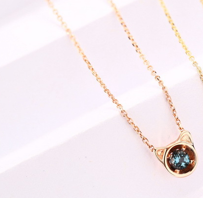 2021 new Korean 14K rose gold necklace London Blue Topaznatural gold chain clavicle factory wholesale