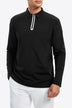 Contrast Long Sleeve Zip Polo Shirt - Minihomy