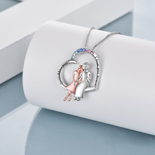 Granddaughter I Love You Forever Sterling Silver Heart Necklace Female Friendship Jewelry
