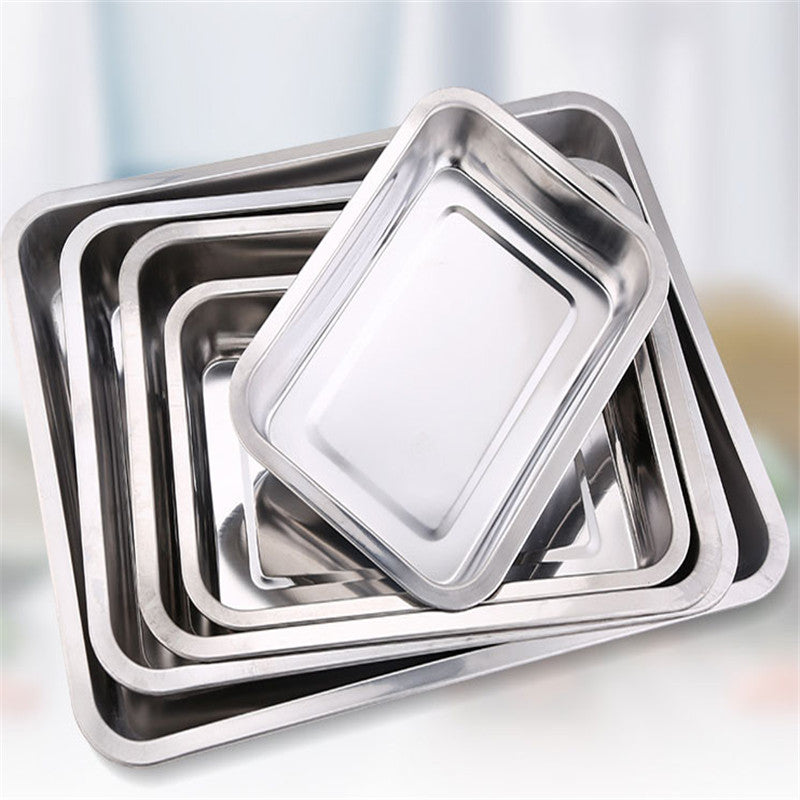 Stainless Steel Storage Trays Square Plate Thickening Pans Rectangular Tray