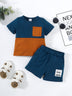 Boys Color Block Tee Shirt and Shorts Set - Minihomy