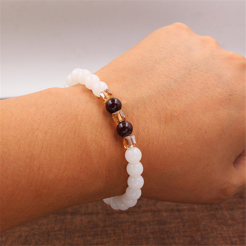 Garnet white jade bracelet