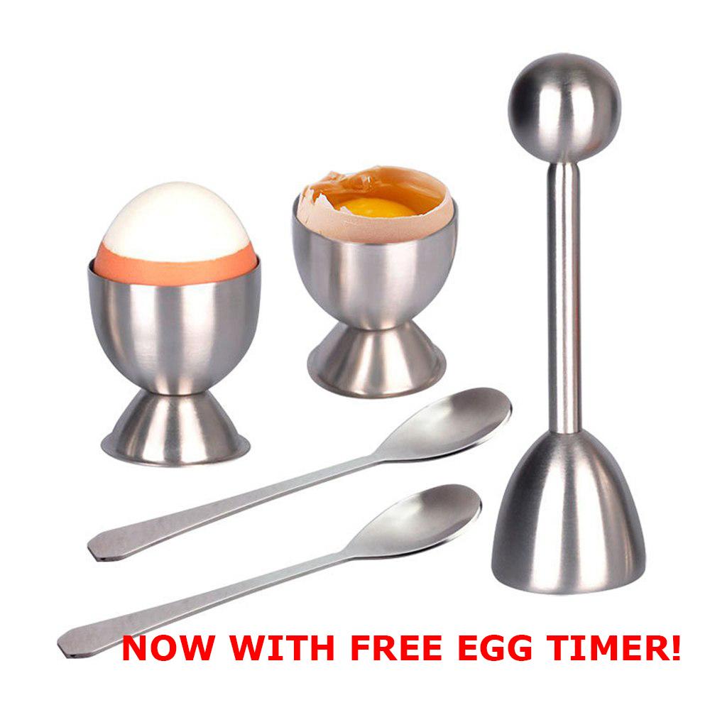 5pcs Set Stainless Steel Boiled Eggs Topper Shell Egg Separator Opener Cutter