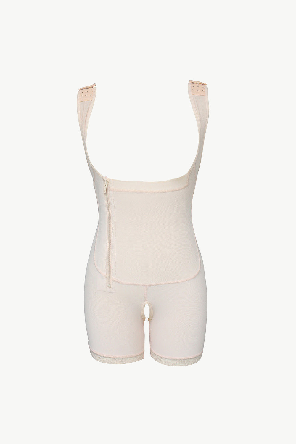 Full Size Zipper Detail Lace Trim Shapewear - Minihomy