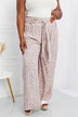 Kori America Animal Print Tied Pleated Wide Leg Pants - Minihomy