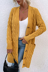 Cable-Knit Button Down Duster Cardigan