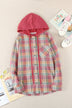 Plaid Drawstring Hooded Shirt Jacket