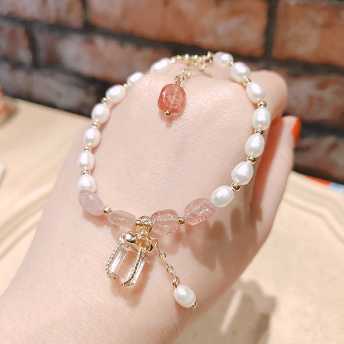 Transfer Flourishing Peach Blossom Baroque Pearl Bracelet