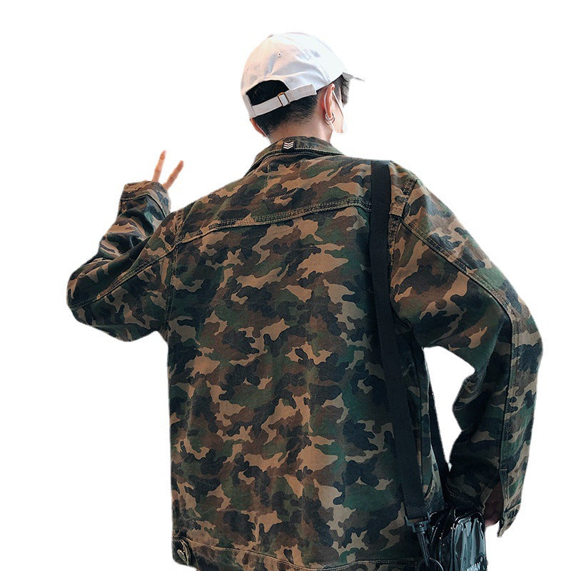 Mens Camouflage Denim Jeans Jacket & Coats - Minihomy