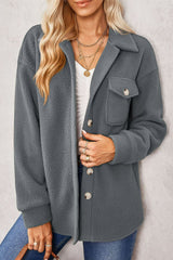 Sherpa Button Down Dropped Shoulder Jacket