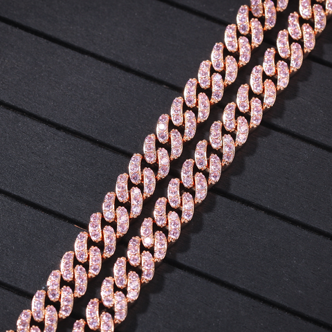 8mm Micro Inlaid Zircon Cuban Chain Necklace Set