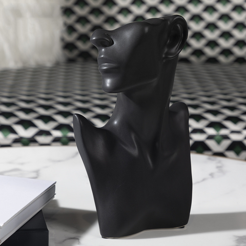 Black Lady's Head Figurine Sculpture Art Home Accessories