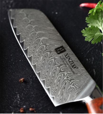 Damascus Steel Kitchen Knife 7 Inch Santoku Knife