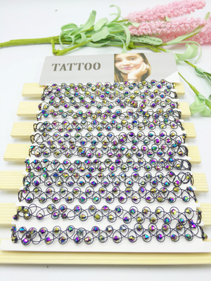 Fish Line Weaving Vintage Crystal Diamond Tattoo Necklace