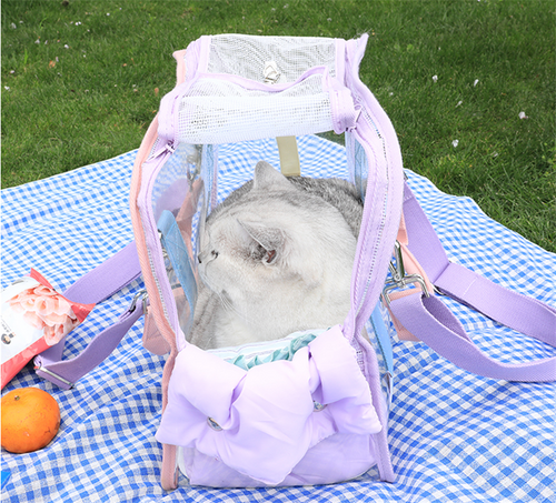 Macaron Transparent Cat Bag Diagonally Across The Cat Beach Bag