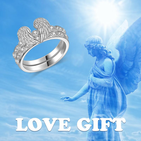 Angel Wings Gift For Women 925 Sterling Silver Cute Animals Ring Jewelry For Women