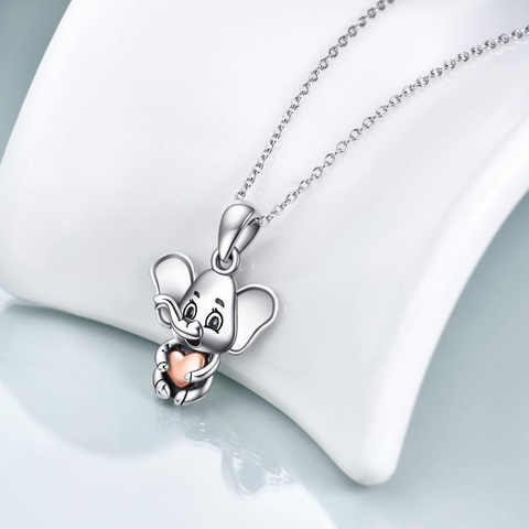 Sterling Silver Elephant Heart Pendant Necklace for Women Jewelry Gifts