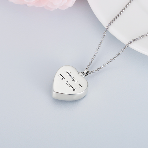 Sterling Silver Flower Urn Memorial Keepsake Cremation Always in My Heart Necklace for Ashes