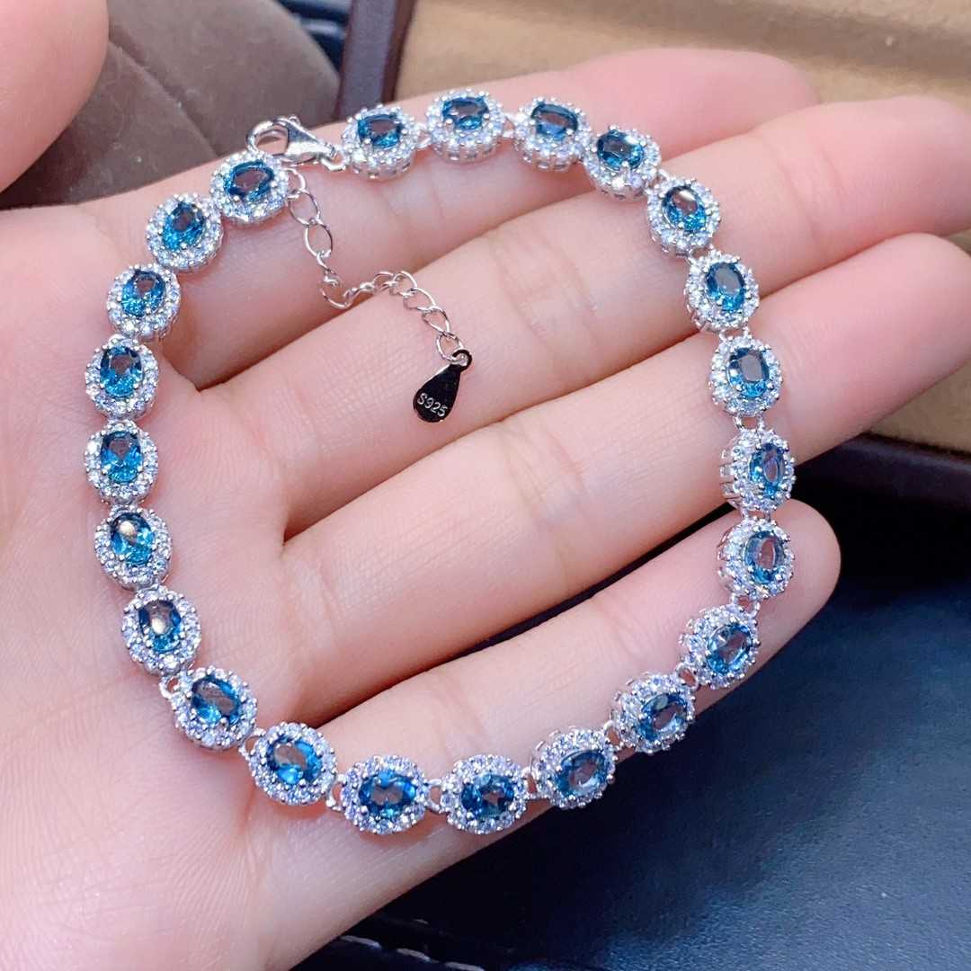 Natural Blue Topaz Bracelet Crystal Inlaid With Precision