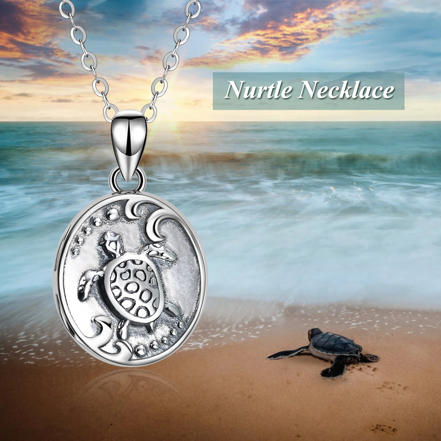 Locket Necklaces that Hold Pictures Sea Turtle Necklace Sterling Sliver Ocean Necklace Health and Longevity Gifts for Women Mother Birthday