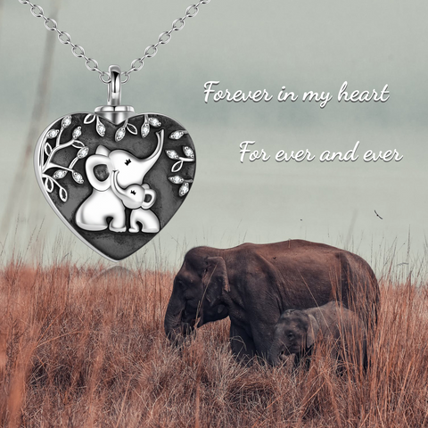 Sterling Silver Elephant Pendant Urn Necklace with Funnel Filler Kit