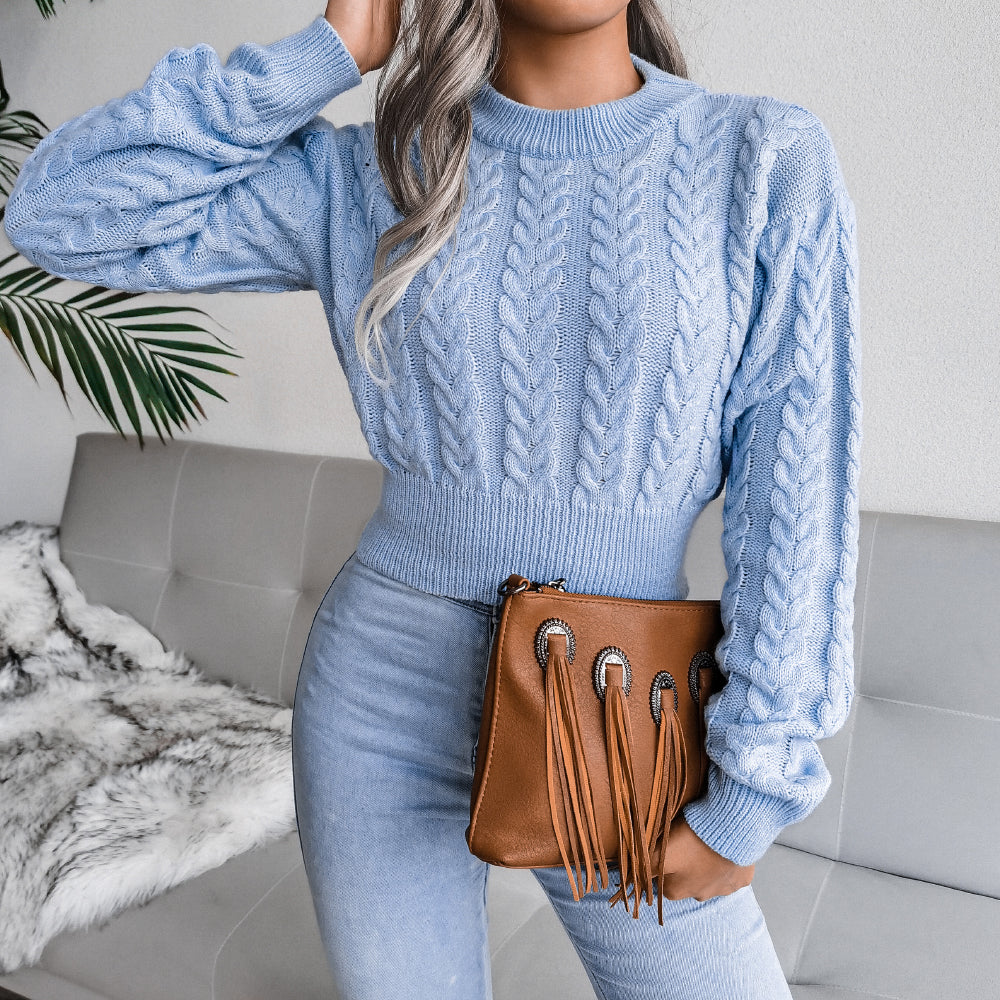 Cable-Knit Cropped Sweater