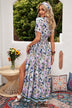 Floral Buttoned  Short Sleeve Maxi Dress - Minihomy