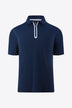 Contrast Short Sleeve Zip Polo Shirt - Minihomy