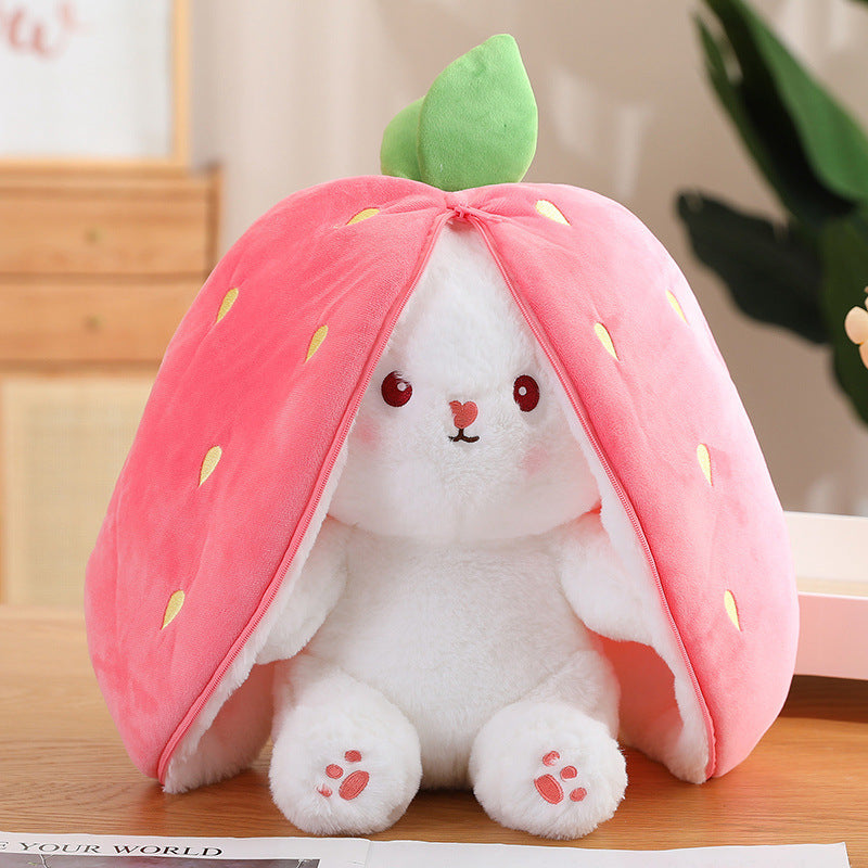 Fruit Transfigured Bunny Plush Toy Cute Carrot Strawberry Turn Into Rabbit Plush Toy