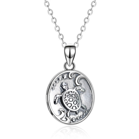 Locket Necklaces that Hold Pictures Sea Turtle Necklace Sterling Sliver Ocean Necklace Health and Longevity Gifts for Women Mother Birthday