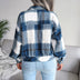 Plaid Button Cuff Long Sleeve Jacket