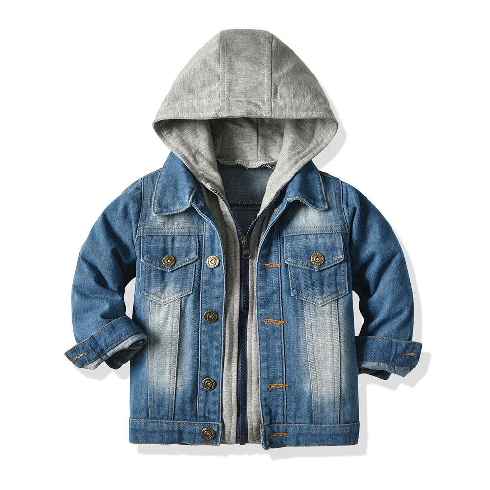 Children's Fake Two-piece Denim Jacket Children's Hooded Casual Top
