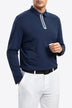 Contrast Long Sleeve Zip Polo Shirt - Minihomy