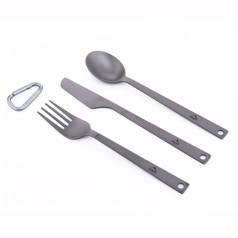 Pure Titanium Knife Fork And Spoon Combination Light And Easy To Carry Outdoor Camping Tableware