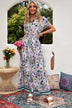 Floral Buttoned  Short Sleeve Maxi Dress - Minihomy