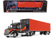 Peterbilt 579 with 72" Mid-Roof Sleeper and 53' Utility RollTarp Trailer Black and Red 1/64 Diecast Model by DCP/First Gear - Minihomy