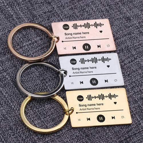 Personalized DIY Custom Music Scan Code Keychain Stainless Steel