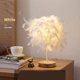 Romantic Feather Table Lamp For Wedding Home Bedroom Bedside Decor Desk Lamp